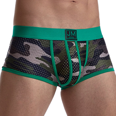 JOCKMAIL Slip respirabil din plasă Pantaloni scurți de modă cu imprimeu de camuflaj Chiloți casual bărbați Sexy cu talie joasă Trunchi de înot Lenjerie de corp