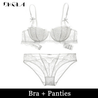 Sutien cu jumătate de cupă nou Push Up, alb, pentru femei, lenjerie, broderie, din bumbac subțire, lenjerie de corp sexy, confortabilă, sutiene din dantelă, cupa ABCD