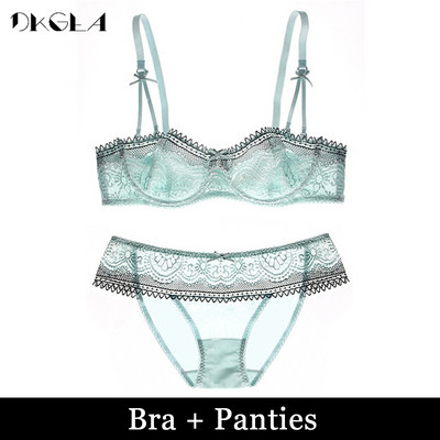 Νεαρό κορίτσι Υπέρλεπτο σουτιέν 1/2 φλιτζάνι Πράσινο BCD Cup δαντέλα εσώρουχα Σουτιέν Διαφανές σουτιέν Σέξι γυναικεία εσώρουχα μαύρα