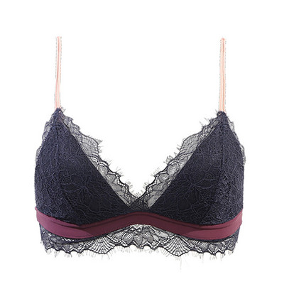 WMTSCP Lenjeria de dantelă pentru femei fără inel de oțel arată cupa triunghiulară subțire, sexy, în V adânc, sutien confortabil pentru îngrijirea pieptului