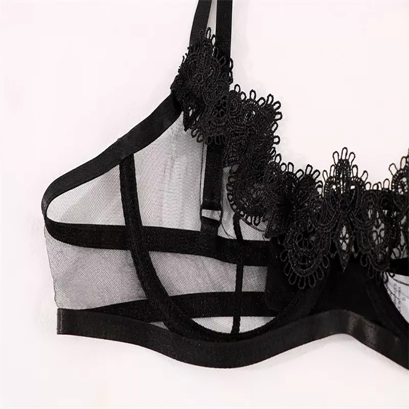 Moteriškas seksualus apatinio trikotažo rinkinys, skaidrus jausmingas apatinis trikotažas, egzotiški drabužiai, liemenėlės strypai, 2 dalių nėriniai, intymumo apranga