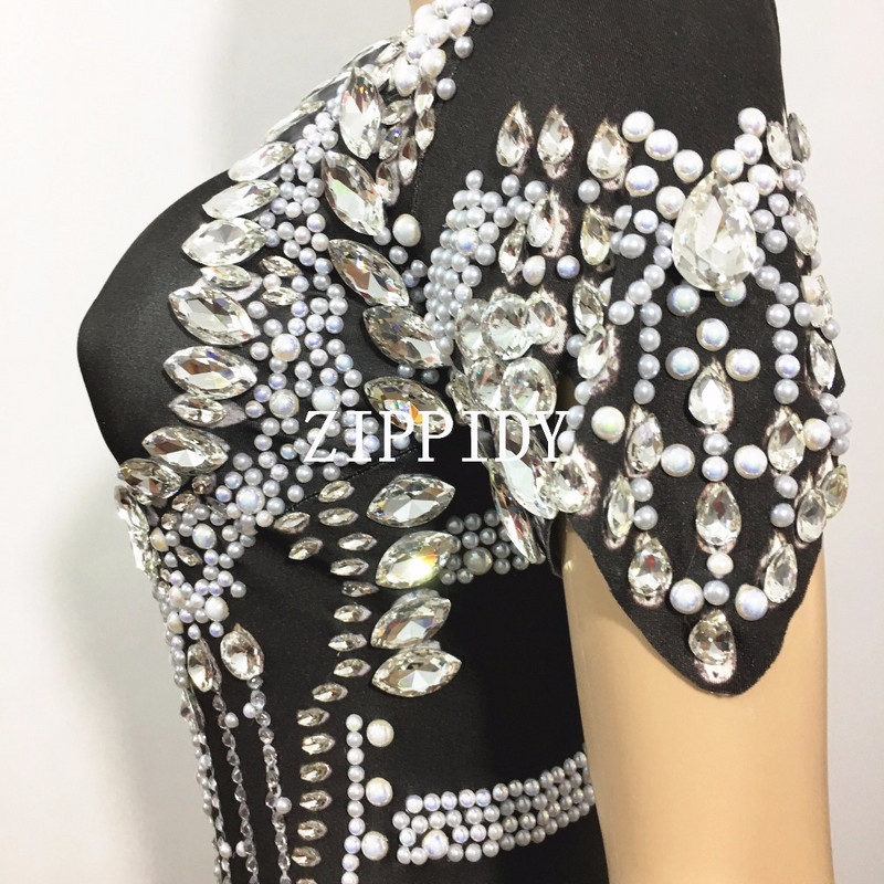 Body sexy cu cristale strălucitoare negre, diamante strălucitoare, ținută pentru căciulă, ținută pentru scenă, costum femei, ținută de sărbătorire, ținută de dans