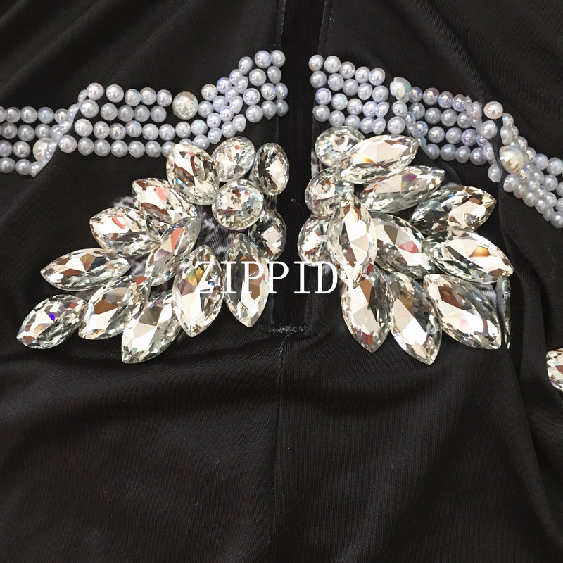 Body sexy cu cristale strălucitoare negre, diamante strălucitoare, ținută pentru căciulă, ținută pentru scenă, costum femei, ținută de sărbătorire, ținută de dans