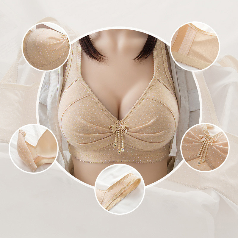 Wave Point Gather Together suur aluspesu ilma velgedeta, seljapandlad, kokkupandud puuvillane fikseeritud kahekordne õlarihm õhuke rinnahoidja