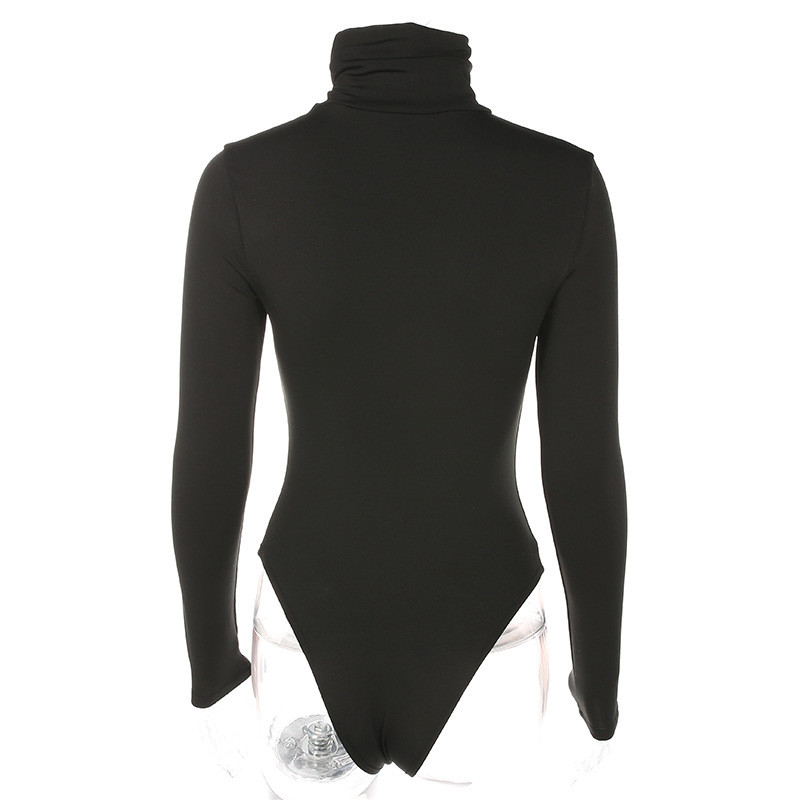 2020, toamnă, iarnă, pluș, menține căldura, cu gât țestoasă, de culoare uni, body, salopetă pentru femei, cu mânecă lungă, cu crotch deschis