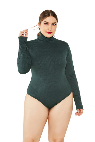 Φθινοπωρινά χειμερινά φορμάκια 5XL Plus με μέγεθος μακρυμάνικο ζιβάγκο πλεκτό Χοντρό ζεστό κορμάκι Μασίφ Skinny Bodycon μπλουζάκια