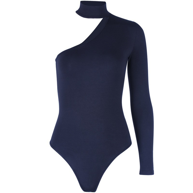 Body de damă la modă, de culoare solidă, cu gâtul atârnat pe un umăr, slăbire