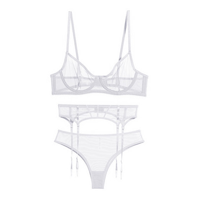 Σετ εσώρουχα DM 3PCS Mesh Thong Διαφανή G-String γυναικεία σέξι εσώρουχα σετ δαντέλα Bralette Γυναικεία μόδα εσώρουχα καλτσοδέτα