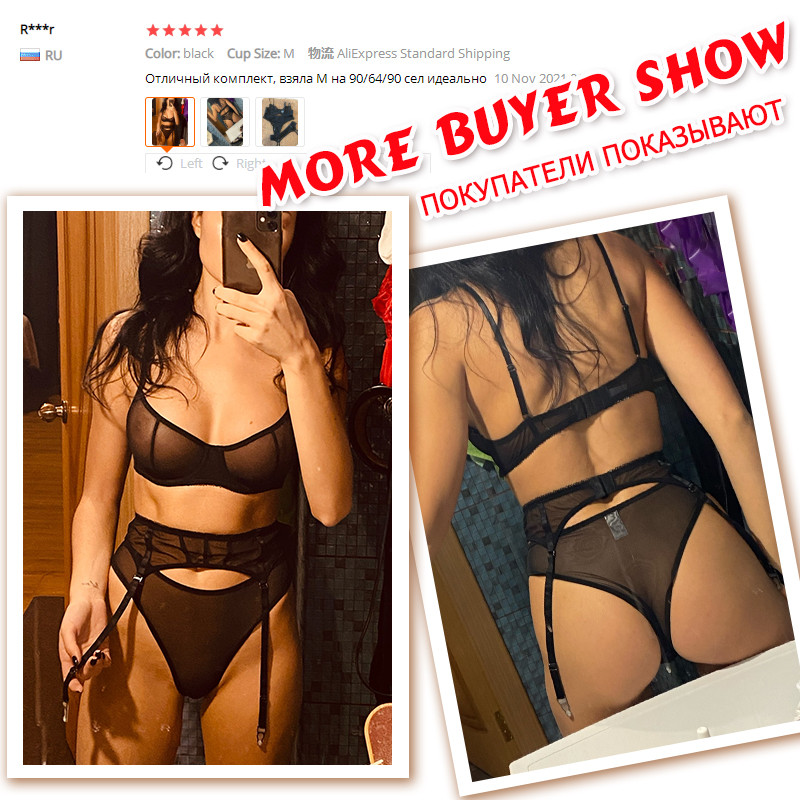 Σετ εσώρουχα DM 3PCS Mesh Thong Διαφανή G-String γυναικεία σέξι εσώρουχα σετ δαντέλα Bralette Γυναικεία μόδα εσώρουχα καλτσοδέτα