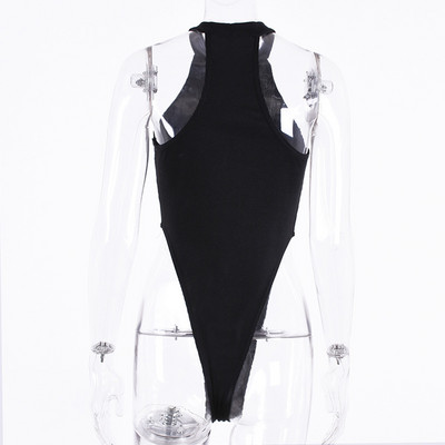 Salopetă triunghiulară sexy pentru femei, fluorescentă, cu guler înalt