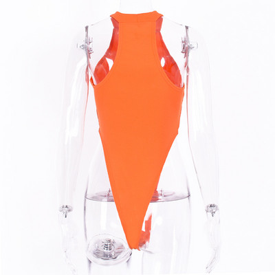 Salopetă triunghiulară sexy pentru femei, fluorescentă, cu guler înalt