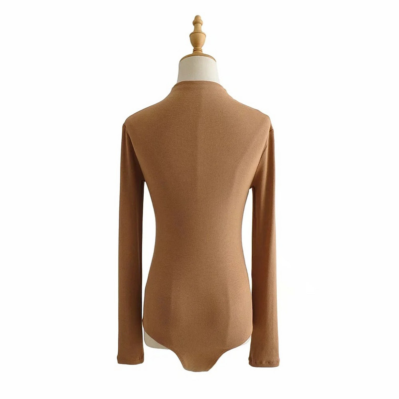 She'sModa Body cu mâneci lungi pentru toamnă, 2020, cu nervuri, pentru femei, salopete pentru femei, tricou