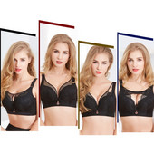 4 stiluri Sutiene din dantelă Lenjerie de corp Mărime PLUS Lenjerie de corp pentru femei, cupă mare subțire, plasă adunată, respirabilă, îmbrăcăminte fără jante 48 50 52 CDE