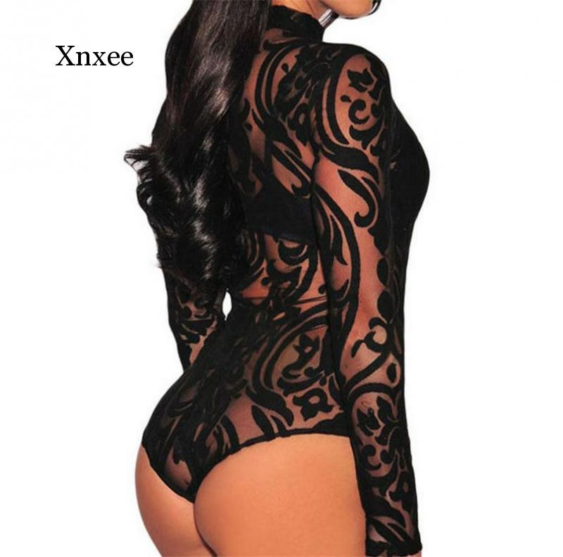 Naiste must läbipaistev võrkkombine, pitsist pikkade varrukatega kilpkaelusega bodi, uus seksikas läbipaistev õhuke naiste suvine mängukostüüm