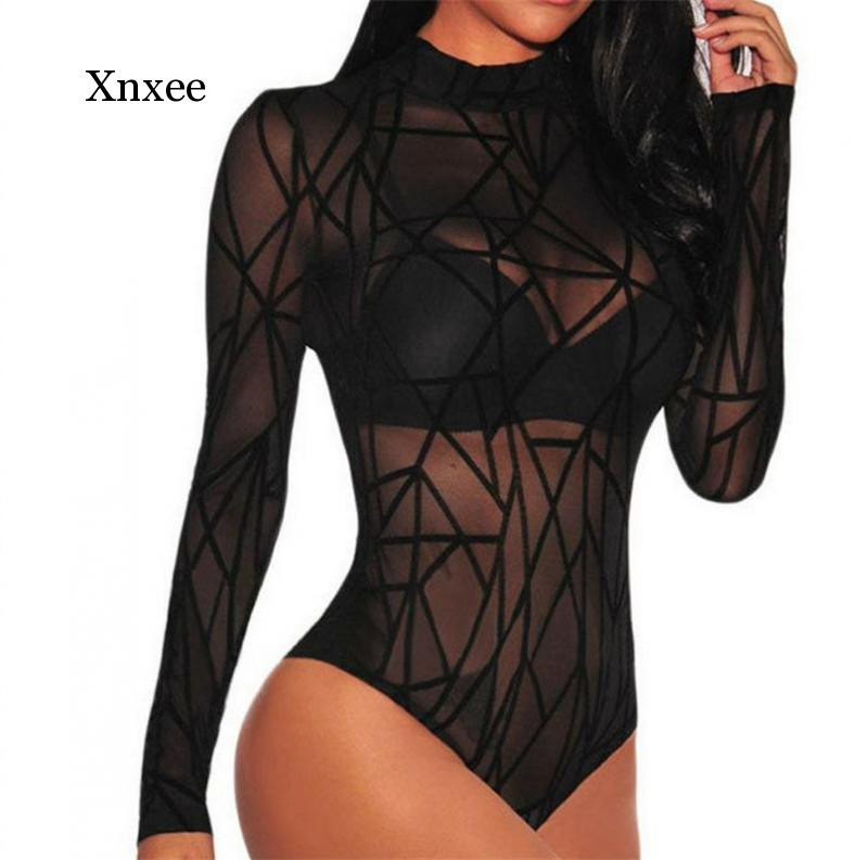 Naiste must läbipaistev võrkkombine, pitsist pikkade varrukatega kilpkaelusega bodi, uus seksikas läbipaistev õhuke naiste suvine mängukostüüm