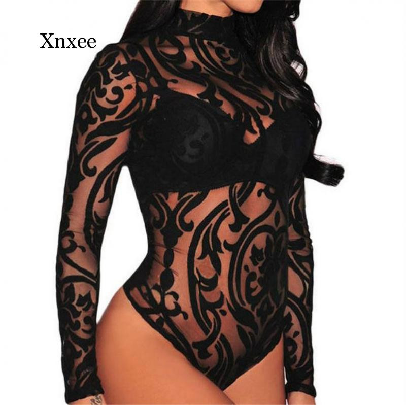 Naiste must läbipaistev võrkkombine, pitsist pikkade varrukatega kilpkaelusega bodi, uus seksikas läbipaistev õhuke naiste suvine mängukostüüm