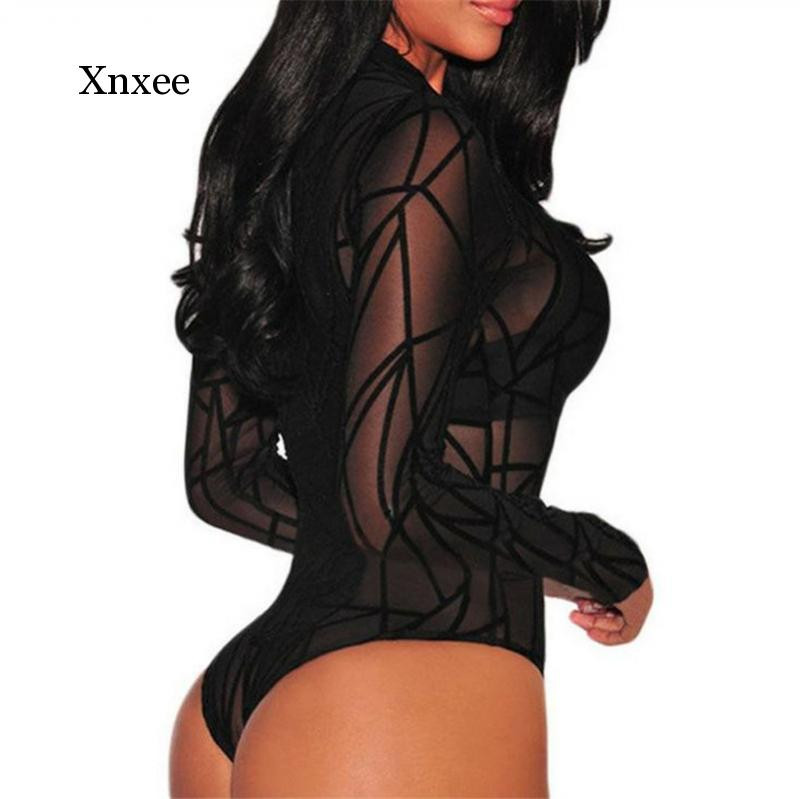 Naiste must läbipaistev võrkkombine, pitsist pikkade varrukatega kilpkaelusega bodi, uus seksikas läbipaistev õhuke naiste suvine mängukostüüm