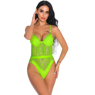 Kolmevärvilised 2019. aasta uued seksikad, pitsilised õõnsad vaatega magamisriided Naiste vabaaja kõhnad erootilised kostüümid, lühikesed kombinesoonid