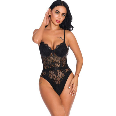 Kolmevärvilised 2019. aasta uued seksikad, pitsilised õõnsad vaatega magamisriided Naiste vabaaja kõhnad erootilised kostüümid, lühikesed kombinesoonid