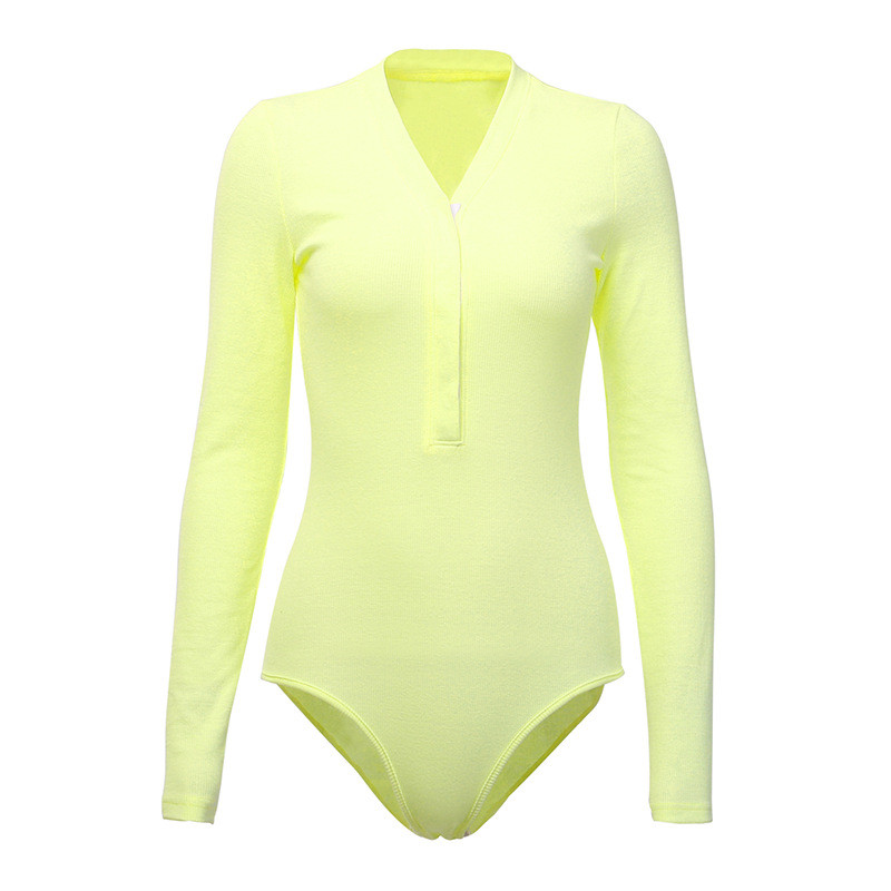 BKLD Salopetă elegantă cu mânecă lungă pentru femei, cu decolteu în V, cu fir subțire, elastică și confortabilă, salopetă care măgulește silueta