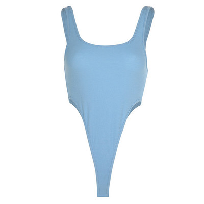 Body fără mâneci cu decolteu în U pentru femei, de vară, de culoare uni, subțire, elastică, cu fundul, salopete, salopete dintr-o singură bucată 2020