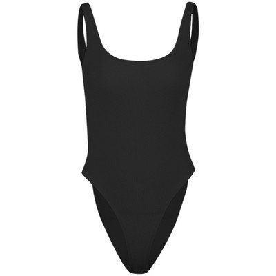 Body fără mâneci cu decolteu în U pentru femei, de vară, de culoare uni, subțire, elastică, cu fundul, salopete, salopete dintr-o singură bucată 2020