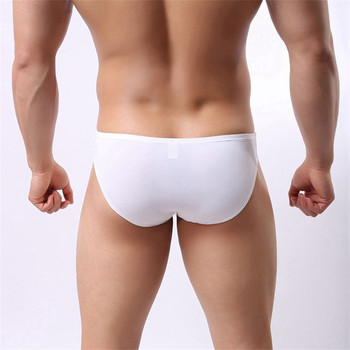 Скротум Hole  Elephant Tube Briefs Men Ice Silk Panties Мъжко бельо  Low Rise Pouch Секси слипове Мъжки гащи Марка