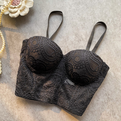 Vest Korsett Tops Elegantne seljata alumine Femme Slim Crop Sexy Lace Fish Bone Camisole Naiste Debardeur Push UP Tank Top Vest