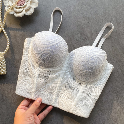 Vest Korsett Tops Elegantne seljata alumine Femme Slim Crop Sexy Lace Fish Bone Camisole Naiste Debardeur Push UP Tank Top Vest