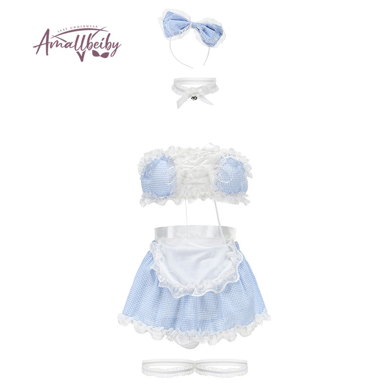 Sweet Maid Cosplay Temptation Uniform Cosplay Εσώρουχα Kawaii Δαντελένια Κοστούμια ρόλων για γυναίκες Μπλε Σετ Πυτιά