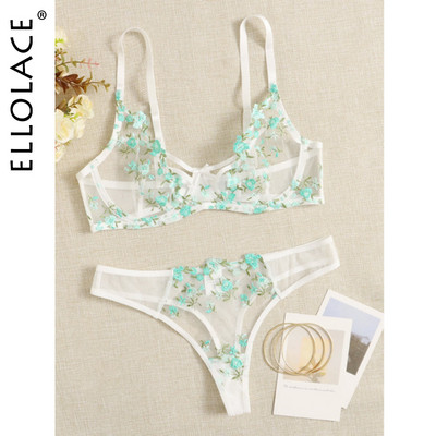 Ellolace Lenjerie Sexy Set Femeie 2 Piese Lenjerie Intima Transparenta Dantela Sutien Transparent Seturi Slip Hot Seamless Fancy Fairy Intimate