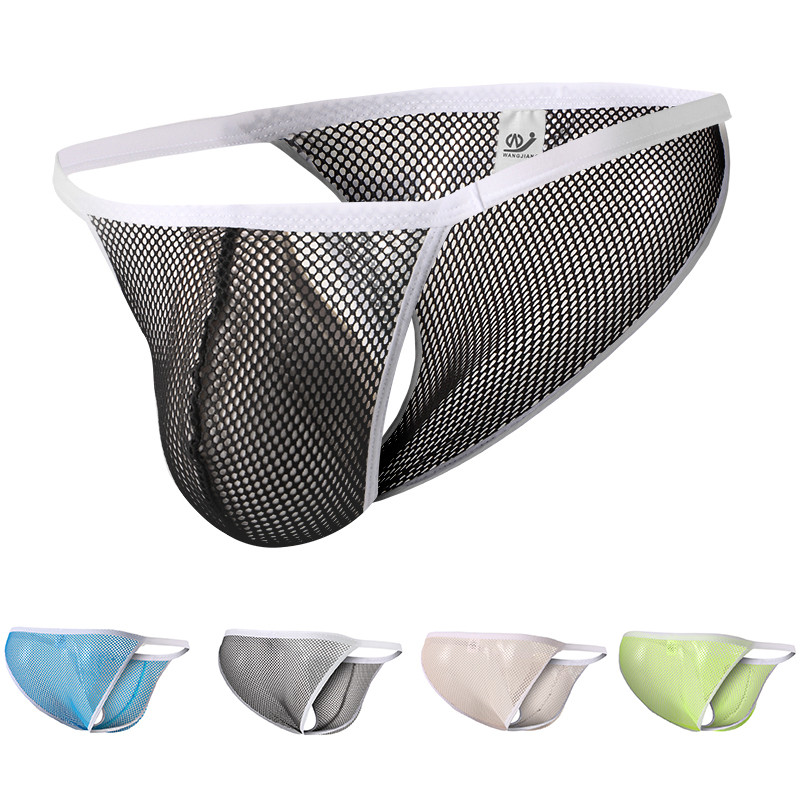 Seksikas meeste aluspesu, madala vöökohaga läbipaistev võrkkangast kott Aluspüksid hingavad bikiinid meeste aluspüksid