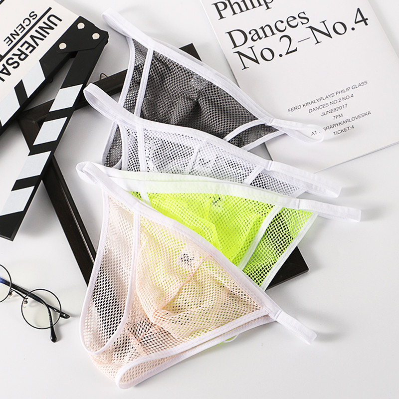 Seksikas meeste aluspesu, madala vöökohaga läbipaistev võrkkangast kott Aluspüksid hingavad bikiinid meeste aluspüksid