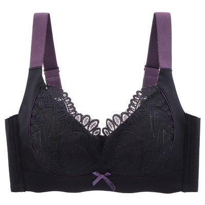 Piept mare fără fir semnificativ mai mic Lenjerie de dantelă pentru femei, cu închidere laterală subțire, ajustare Furu, teacă confortabilă Sutien pentru femei