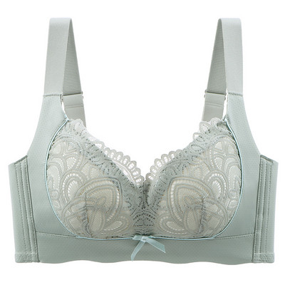 Piept mare fără fir semnificativ mai mic Lenjerie de dantelă pentru femei, cu închidere laterală subțire, ajustare Furu, teacă confortabilă Sutien pentru femei