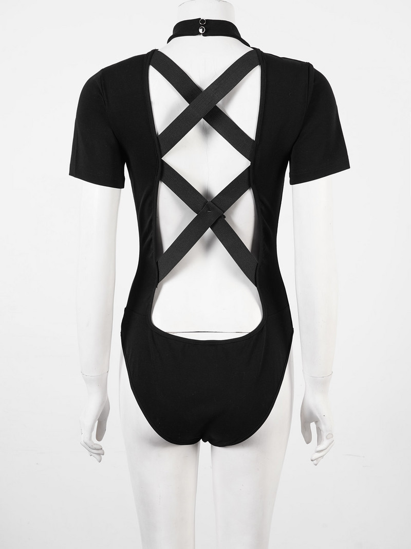 Tricouri de gimnastică sexy pentru femei Body cu scobire în spate Salopete cu mânecă scurtă Slim Fit Sport Dans sport Clubwear