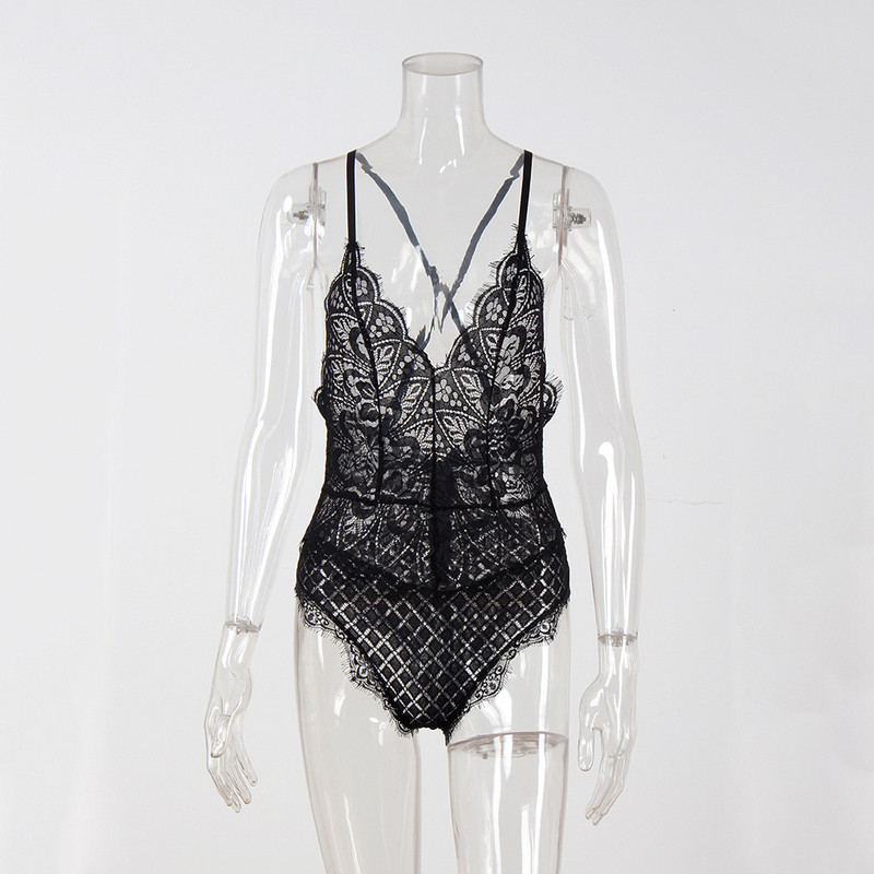 Σέξι κορμάκι με δαντέλα Γυναικείο κορμάκι Hollow Out Rompers Γυναικεία ολόσωμη φόρμα Σώμα Combinaison Femme