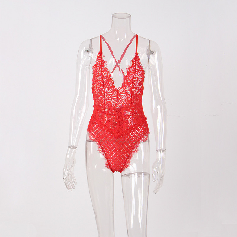 Σέξι κορμάκι με δαντέλα Γυναικείο κορμάκι Hollow Out Rompers Γυναικεία ολόσωμη φόρμα Σώμα Combinaison Femme