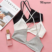 Seksīgs tīras kokvilnas sieviešu krūšturis, sporta Jane Camisole apakšveļa, bezšuvju stumbrs, sieviešu krūšturis vienkrāsains, modes viens krūšturis