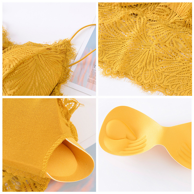 SVOKOR Γυναικεία σουτιέν Pad Push Up Ασύρματο δαντελένιο σουτιέν Κορυφαίο σέξι εσώρουχο Bralette Plus Size Fitness Εσώρουχα με μοτίβο λουλουδιών Full Cup