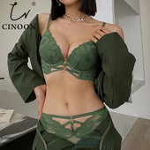 CINOON seksīga franču apakšveļa sievietēm ar mežģīņu izšuvumu krūšturis un biksīšu komplekti Push Up krūšturis sievietēm