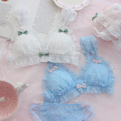 Σετ γιαπωνέζικου σουτιέν και εσώρουχα Γλυκά χαριτωμένα φοιτητικά εσώρουχα δαντέλα Μικρό στήθος Σετ σουτιέν Δωρεάν Σετ σουτιέν Lolita Style