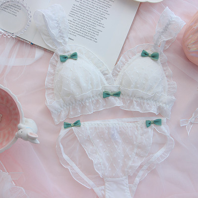 Σετ γιαπωνέζικου σουτιέν και εσώρουχα Γλυκά χαριτωμένα φοιτητικά εσώρουχα δαντέλα Μικρό στήθος Σετ σουτιέν Δωρεάν Σετ σουτιέν Lolita Style