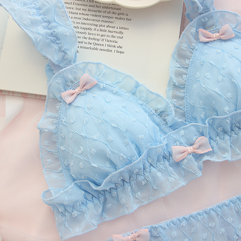 Σετ γιαπωνέζικου σουτιέν και εσώρουχα Γλυκά χαριτωμένα φοιτητικά εσώρουχα δαντέλα Μικρό στήθος Σετ σουτιέν Δωρεάν Σετ σουτιέν Lolita Style