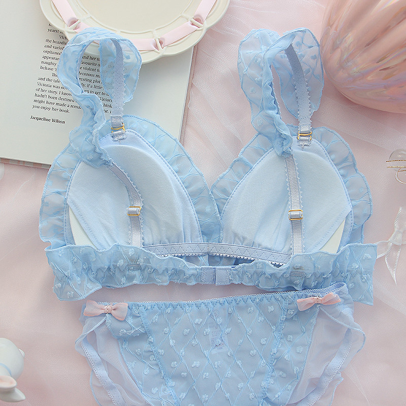 Σετ γιαπωνέζικου σουτιέν και εσώρουχα Γλυκά χαριτωμένα φοιτητικά εσώρουχα δαντέλα Μικρό στήθος Σετ σουτιέν Δωρεάν Σετ σουτιέν Lolita Style