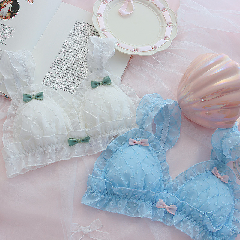 Σετ γιαπωνέζικου σουτιέν και εσώρουχα Γλυκά χαριτωμένα φοιτητικά εσώρουχα δαντέλα Μικρό στήθος Σετ σουτιέν Δωρεάν Σετ σουτιέν Lolita Style