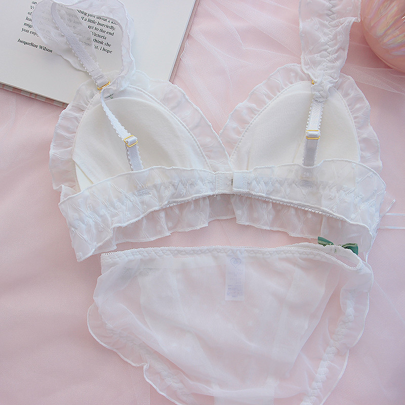 Σετ γιαπωνέζικου σουτιέν και εσώρουχα Γλυκά χαριτωμένα φοιτητικά εσώρουχα δαντέλα Μικρό στήθος Σετ σουτιέν Δωρεάν Σετ σουτιέν Lolita Style