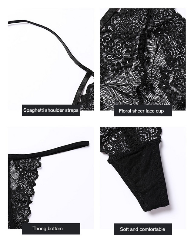 FAFABALOU Σέξι Εσώρουχα Γυναικεία Floral Δαντελένια Εσώρουχα Σετ δύο τεμαχίων διάφανο ασορτί σουτιέν και εσώρουχα εσώρουχα μόδας στρινγκ