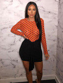 BKLD Body de toamnă bodycon cu puncte imprimate pentru femei Salopete sexy cu mânecă lungă Body pentru femei Streetwear Topuri din plasă dintr-o bucată