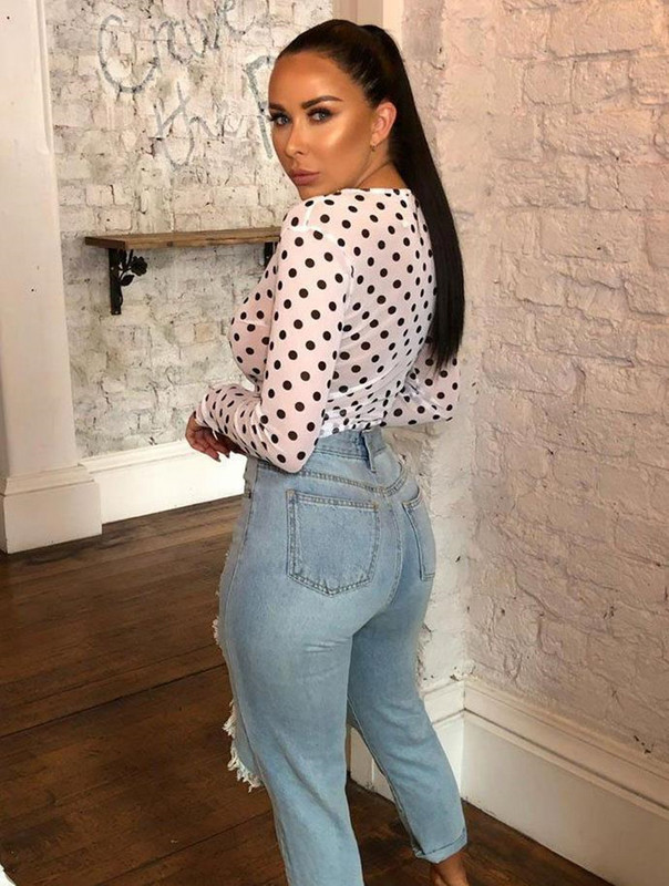 BKLD Body de toamnă bodycon cu puncte imprimate pentru femei Salopete sexy cu mânecă lungă Body pentru femei Streetwear Topuri din plasă dintr-o bucată